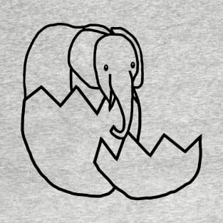 Elephant Hatching from Easter Egg Outline T-Shirt